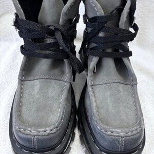 Doc Marten AirWair gray suede lug sole lace-up booties NWOT Size 8